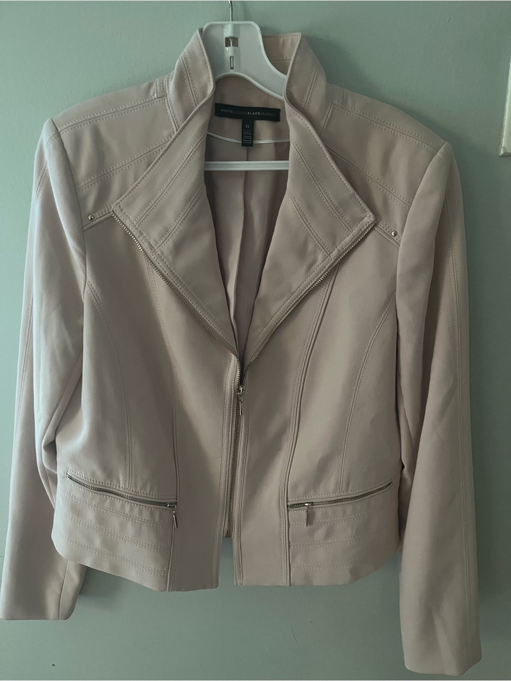 White House Black Market Blush Zip-Front Tailored Jacket